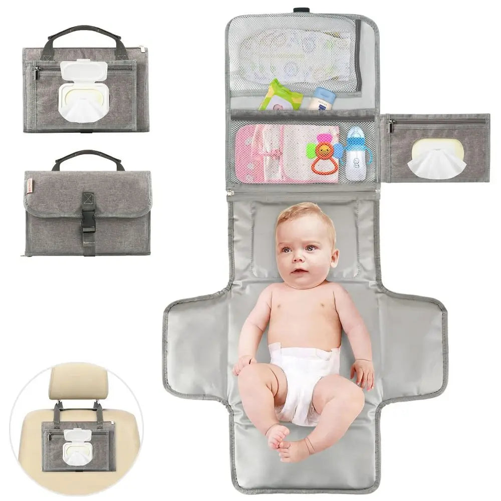 Portable Waterproof Baby Changing Mat with Pockets