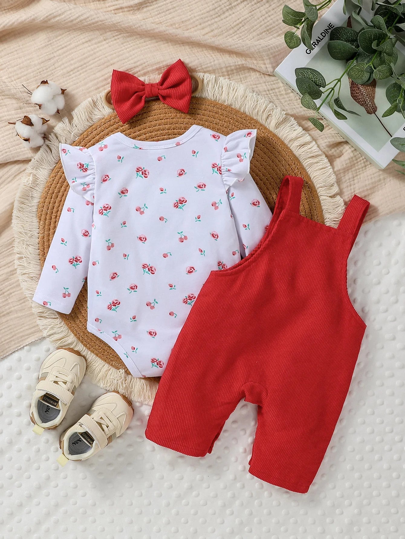 3Pcs Baby Girl Romper Set with headband