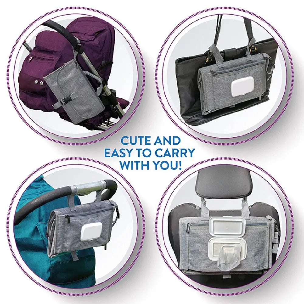 Portable Waterproof Baby Changing Mat with Pockets
