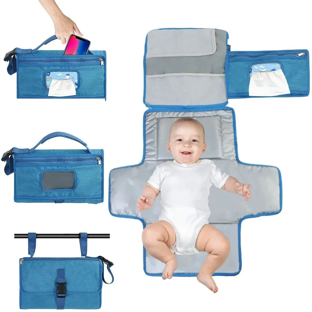 Portable Waterproof Baby Changing Mat with Pockets