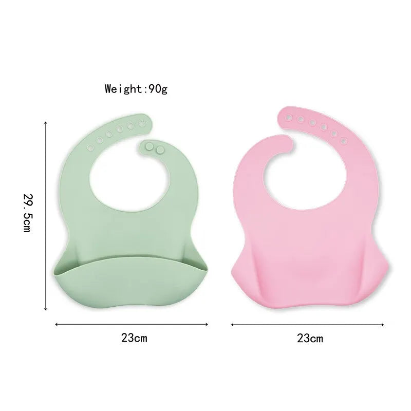 Waterproof Baby Bibs - Adjustable Soft Silicone