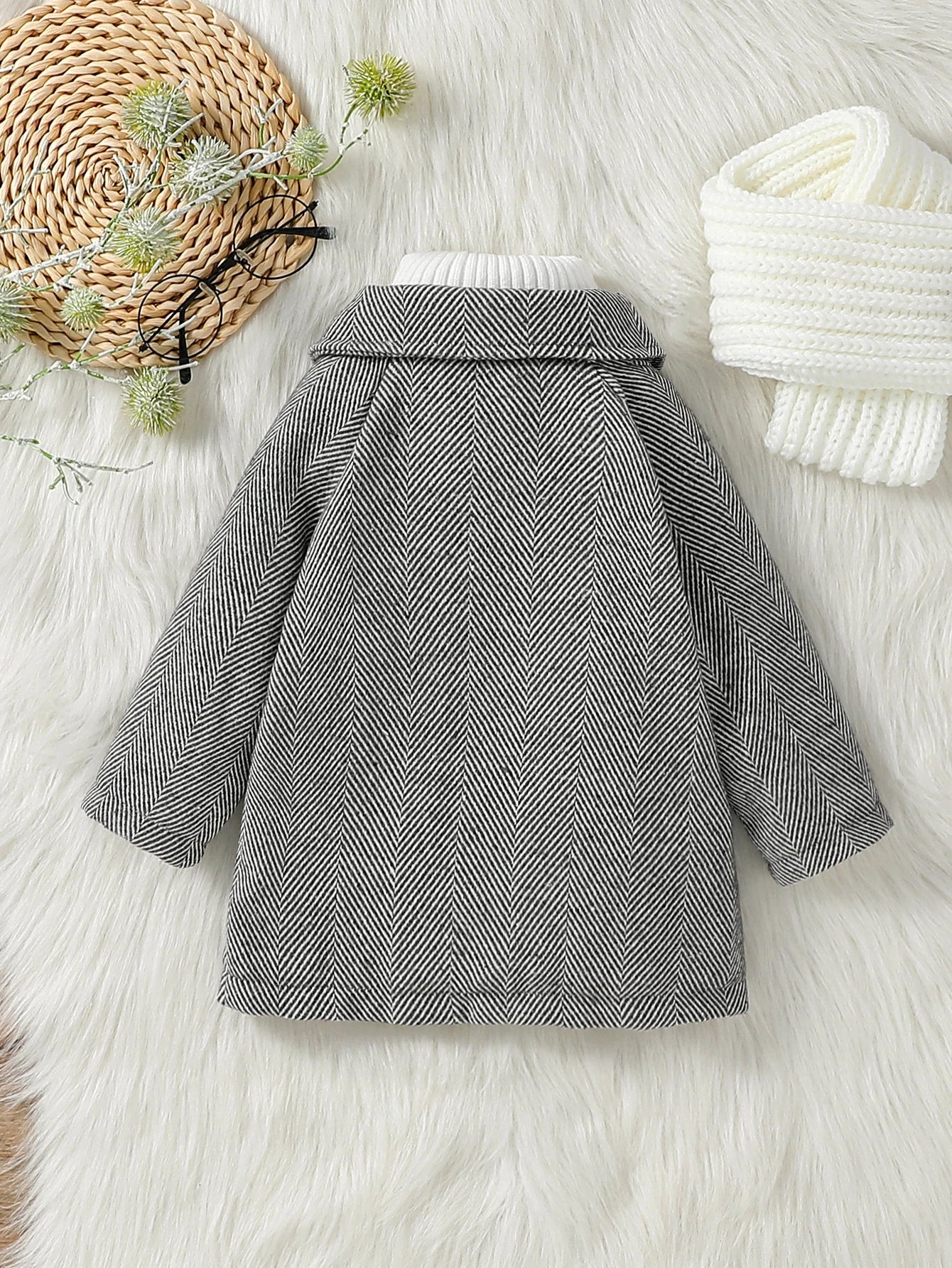 Baby Boys 1-3Y Long Sleeve Plush Warm Jacket With Button For Outdoor Wear