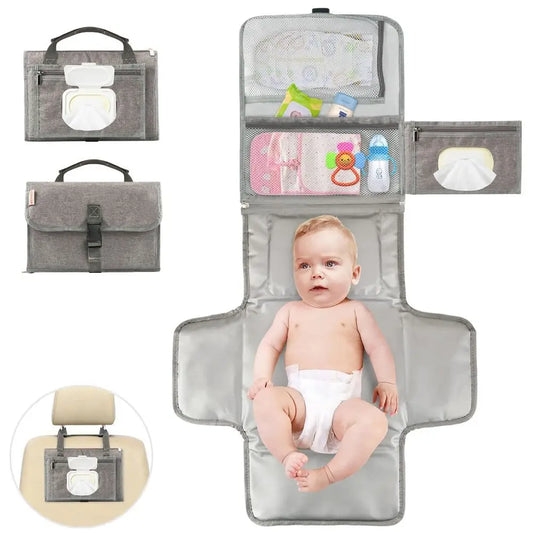 Portable Waterproof Baby Changing Mat with Pockets
