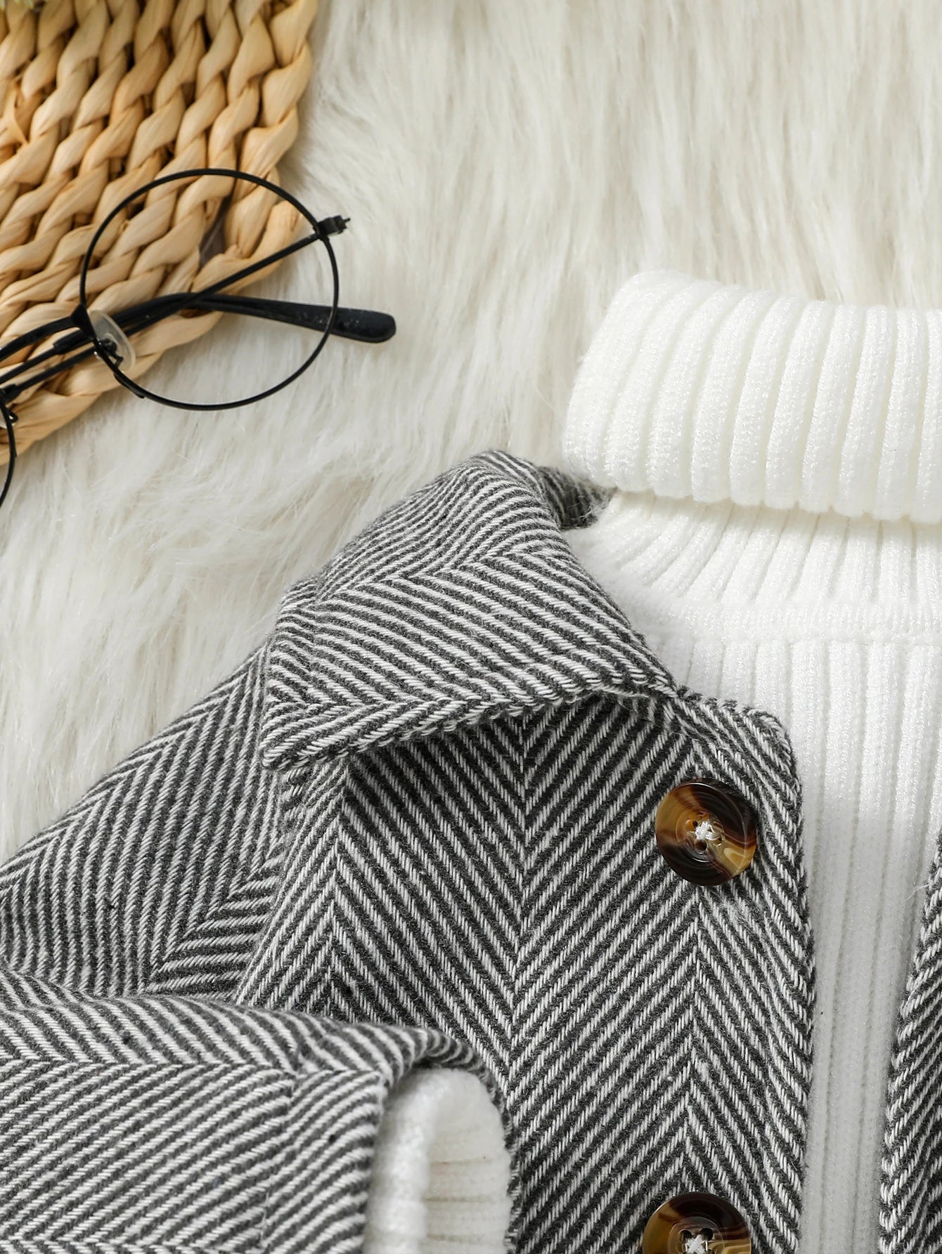 Baby Boys 1-3Y Long Sleeve Plush Warm Jacket With Button For Outdoor Wear